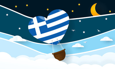 Heart air balloon with Flag of Greece for independence day or something similar