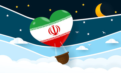 Heart air balloon with Flag of Iran for independence day or something similar