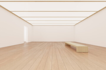 Fototapeta na wymiar 3d rendering of empty gallery room with wooden floor.