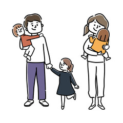 5人家族のイラスト