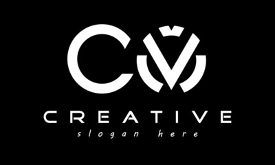 circle CV geometric monogram letters logo design vector, business logo, icon shape logo, rectangle squire polygon letters modern unique minimalist creative logo design, vector template