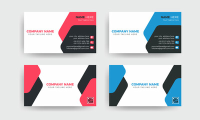 Double-sided two colour luxury business card design template.