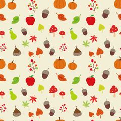 秋アイテムのシームレスパターン