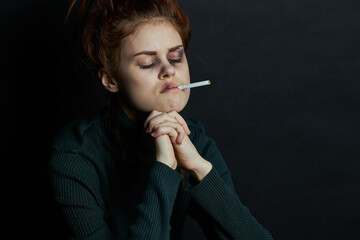 Obraz premium woman with bruises on her face problems domestic violence emotions