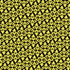 Abstract floral pattern. Black and yellow vector background. Abstract leaf decoration. Graphic modern pattern