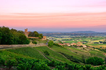 After the sunset, Montmelas castle, Beaujolais, France