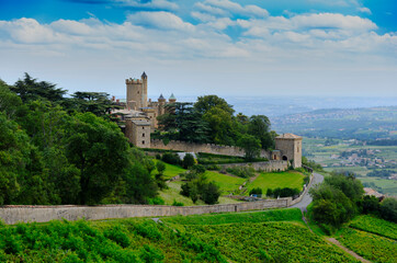 Fototapeta na wymiar Montmelas castle, Beaujolais, Rhone, France