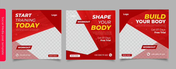 Fitness instagram gym social media post template