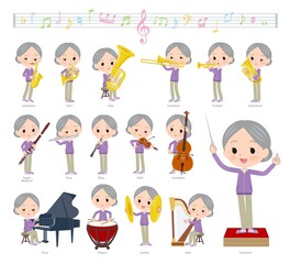 クラシック音楽演奏に関するジャージ高齢女性のセット