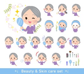 美容に関するジャージ高齢女性のセット