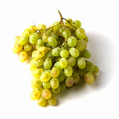 a brush of table white grapes on a white background