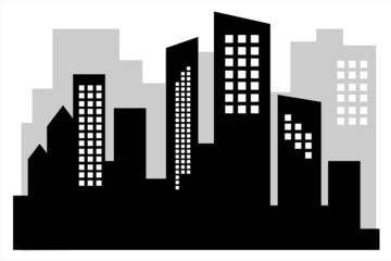 Skyline. Silhouette of modern city buildings