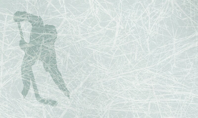 hockey player on light blue ice texture