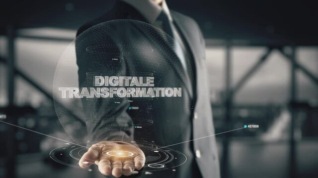 Digitale Transformation in German Deutsch language with hologram concept