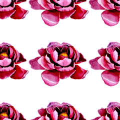 Seamless pattern with flowers, Watercolor painting
