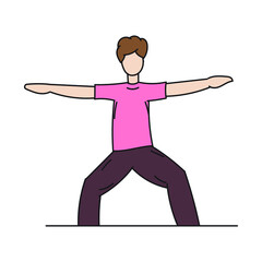 Man warming up before jogging. stretching style. Vector colorful illustration. cartoon style. 