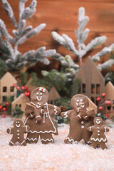 Adorable GingerBread Mom Dad and Children Having a Merry Christmas