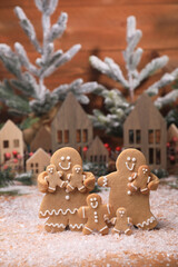 Adorable GingerBread Mom Dad and Children Having a Merry Christmas