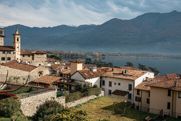 Fototapeta na wymiar Lovere town on Lake Iseo. Province of bergamo. Lombardy, Italy. 