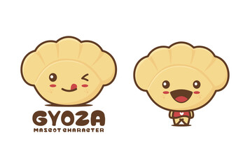 Cute gyoza dumpling cartoon mascot, japanese food vector illustration