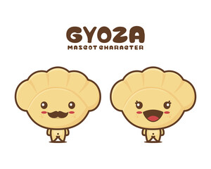 Cute gyoza dumpling cartoon mascot, japanese food vector illustration