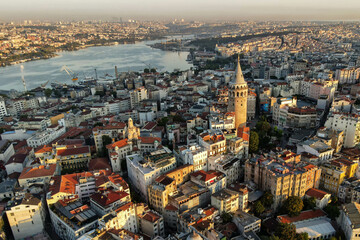 aerial view of the city,
Galata tower