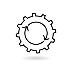 Gear icon with shadow isolated on white background
