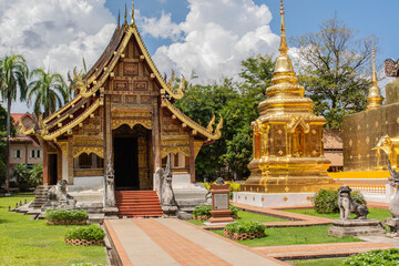 Fototapeta premium Within Wat Phra Singh is a Buddhist temple or Wat in Thai in Chiang Mai province northern of Thailand. 