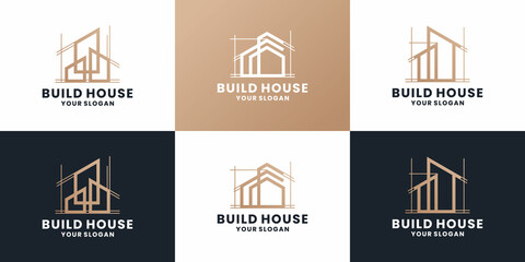 bundle build house, real estate, house logo design