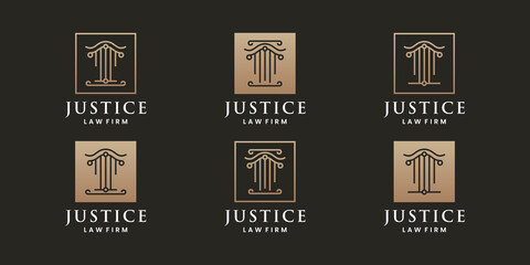 set of justice law yer logo design with golden color collection