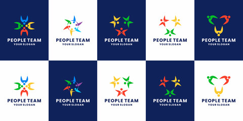 Obraz na płótnie Canvas set community human, team work, partnership logo design