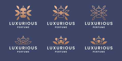 bundle perfume logo design template with gradient color