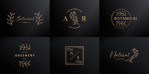 set of luxury hand drawn logo design for natural branding,