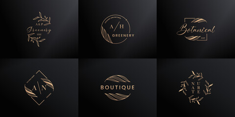 hand drawn decorative ornament logo design for wedding