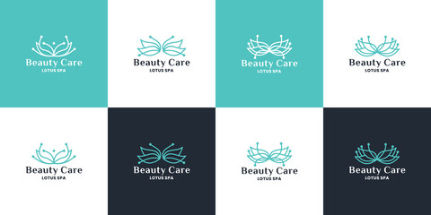 flower lotus logo design, beauty care template for spa, salon, yoga and cosmetic