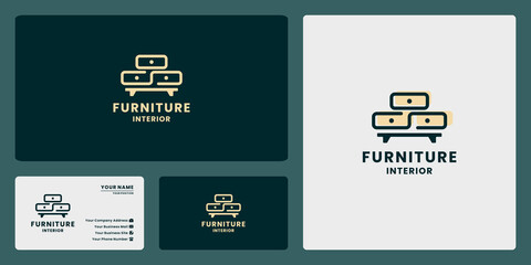 furniture drawer logo design vector line art style for home interior property
