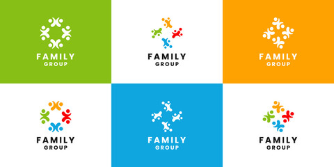 set of community group team logo design vector
