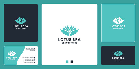 Fototapeta na wymiar lotus flower logo design for spa, salon, beauty care