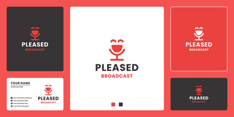 pleased podcast, happy talk logo design vector element