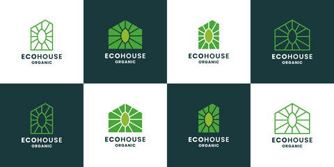 eco house, green house logo design bundle collection