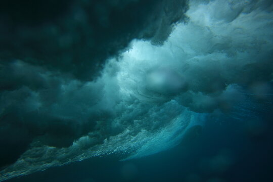 underwater turbulence of a breaking wave.