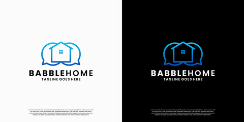 home with babble chat logo design template