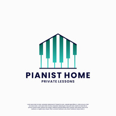 pianist house, private lessons logo design