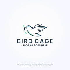bird cage logo design vector