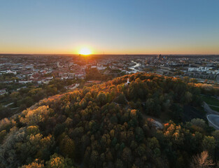 Vilnius city panorama in the evening from above