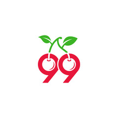 99 digits combination with cherries. Company logo design.