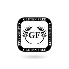Black Gluten free icon with shadow
