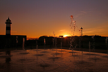 Sunset at Southsea Castle fountain.