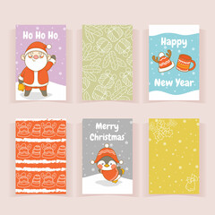 Set of collection cute christmas greeting card