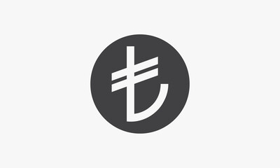 circle icon coin lira currency isolated on white background.